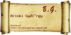 Briski György névjegykártya